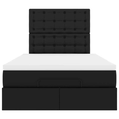 LED Lights Storage Bed Frame with Mattress Set Lift Base Black King Single Faux Leather - Image 8