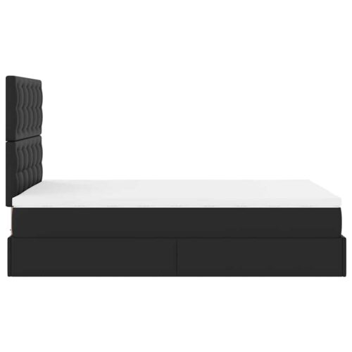 LED Lights Storage Bed Frame with Mattress Set Lift Base Black King Single Faux Leather - Image 11