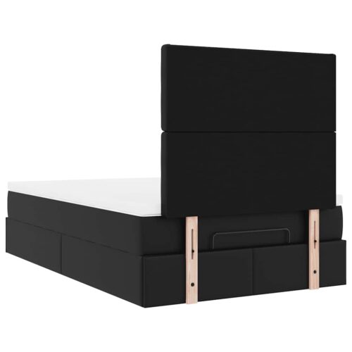 LED Lights Storage Bed Frame with Mattress Set Lift Base Black King Single Faux Leather - Image 12