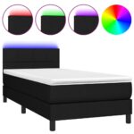 LED Lights Bed Frame with Mattress Set Base Black 106x203cm King Single Fabric
