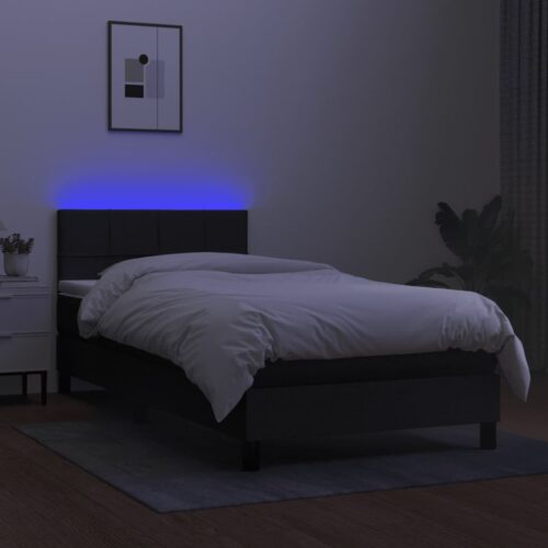 LED Lights Bed Frame with Mattress Set Base Black 106x203cm King Single Fabric - Image 3