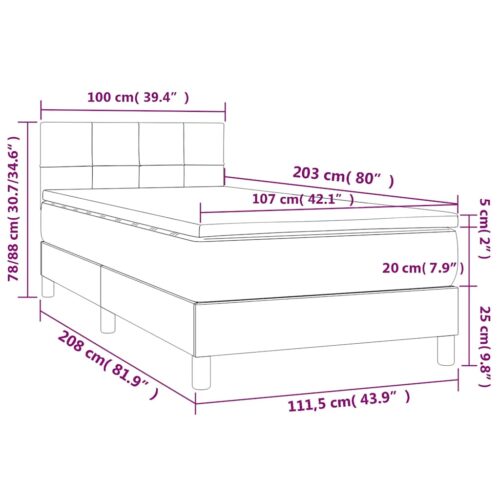 LED Lights Bed Frame with Mattress Set Base Black 106x203cm King Single Fabric - Image 12
