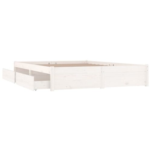 Bed Frame with Drawers White 183x203cm King - Image 6