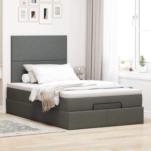 Storage Under Bed Frame with Mattress Set Lift Base Dark Grey King Single Fabric - Image 3