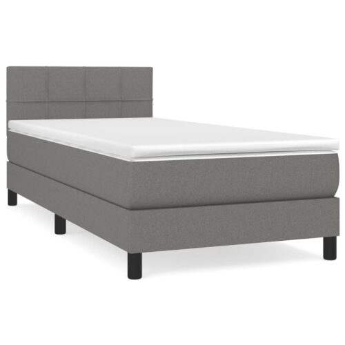Bed Frame with Mattress Set Spring Box Base Dark Grey 100x200cm Fabric - Image 8