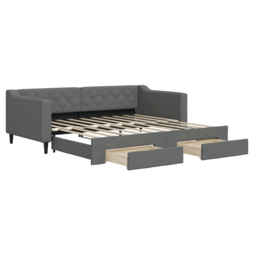 Daybed with Trundle&Drawers Dark Grey 90x190cm