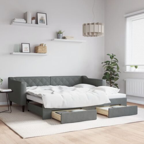 Daybed with Trundle&Drawers Dark Grey 90x190cm - Image 2
