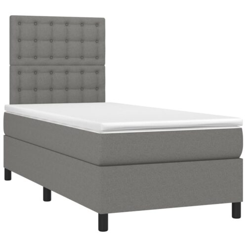 Bed Frame with Mattress Set Spring Base Dark Grey 106x203cm King Single Fabric - Image 3
