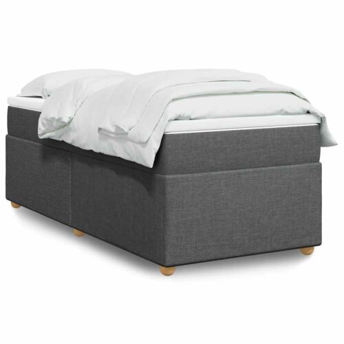Bed Frame with Mattress Set Spring Box Base Dark Grey King Single Fabric - Image 2