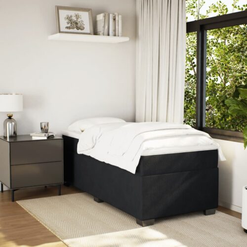 Bed Frame with Mattress Set Spring Box Base Black King Single Velvet - Image 2