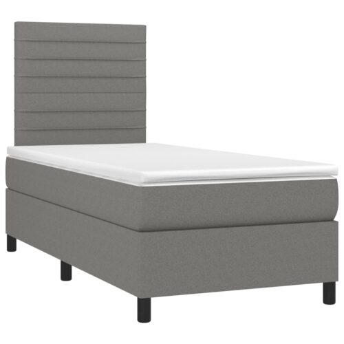 LED Lights Bed Frame with Mattress Set Base Dark Grey 106x203cm King Single Size Fabric - Image 4