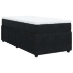 Bed Frame with Mattress Set Spring Box Base Black King Single Velvet
