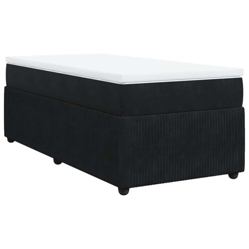 Bed Frame with Mattress Set Spring Box Base Black King Single Velvet