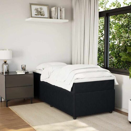 Bed Frame with Mattress Set Spring Box Base Black King Single Velvet - Image 3