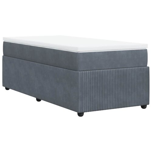 Bed Frame with Mattress Set Spring Box Base Dark Grey King Single Velvet - Image 9