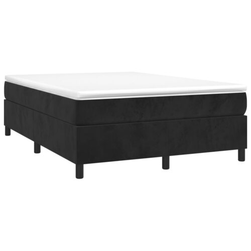 Bed Frame with Mattress Set Spring Box Base Black 137x190cm Full Velvet - Image 3