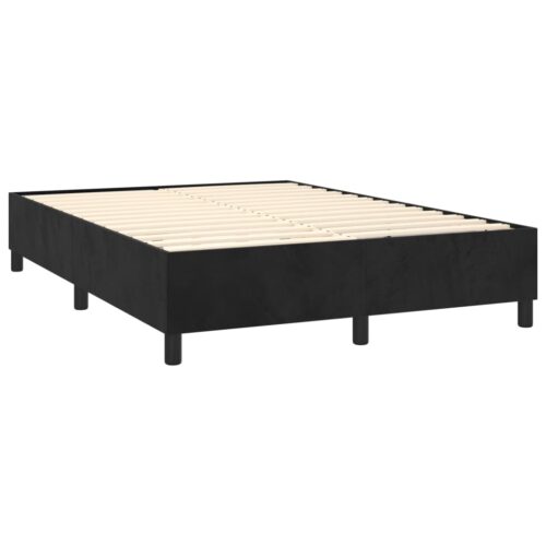 Bed Frame with Mattress Set Spring Box Base Black 137x190cm Full Velvet - Image 4