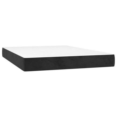 Bed Frame with Mattress Set Spring Box Base Black 137x190cm Full Velvet - Image 5