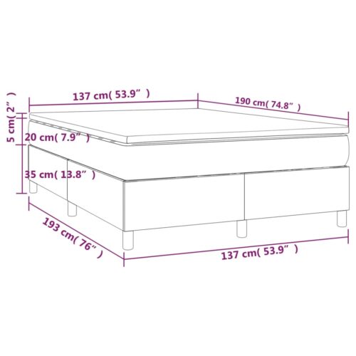 Bed Frame with Mattress Set Spring Box Base Black 137x190cm Full Velvet - Image 10