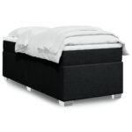 Bed Frame with Mattress Set Spring Box Base Black King Single Fabric