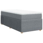 Bed Frame with Mattress Set Spring Box Base Dark Grey King Single Fabric