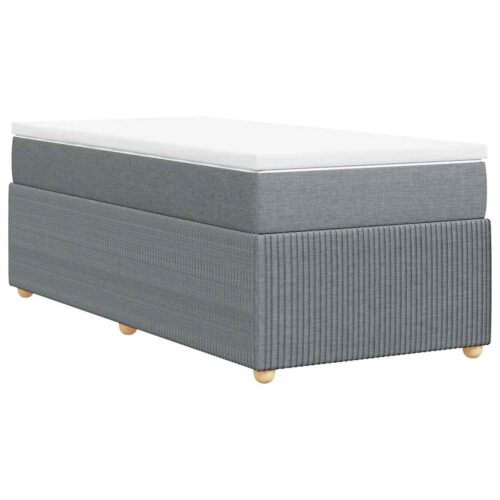 Bed Frame with Mattress Set Spring Box Base Dark Grey King Single Fabric - Image 9