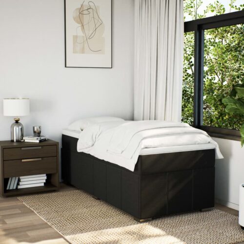 Bed Frame with Mattress Set Spring Box Base Black King Single Fabric - Image 3