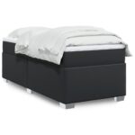 Bed Frame with Mattress Set Spring Box Base Black King Single Faux Leather