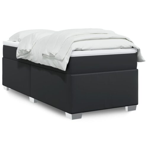 Bed Frame with Mattress Set Spring Box Base Black King Single Faux Leather