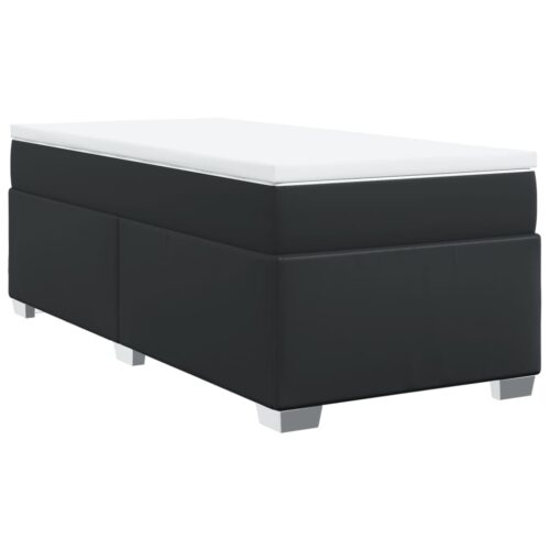 Bed Frame with Mattress Set Spring Box Base Black King Single Faux Leather - Image 3