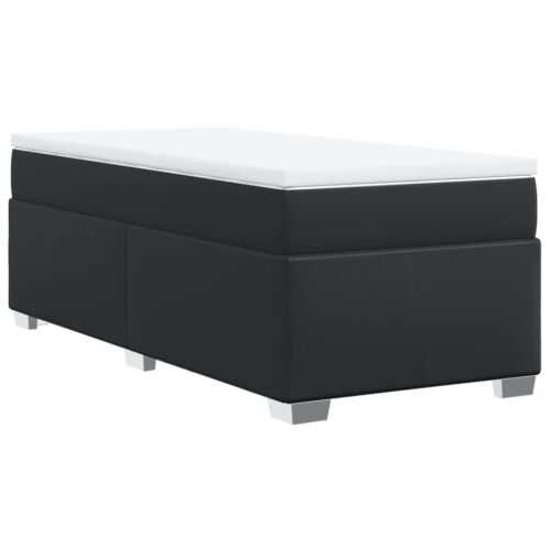 Bed Frame with Mattress Set Spring Box Base Black King Single Faux Leather - Image 6