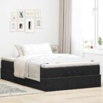 Storage Bed Frame with Mattress Set Lift Base Platform Black King Single Velvet