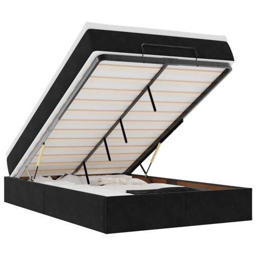 Storage Bed Frame with Mattress Set Lift Base Platform Black King Single Velvet - Image 13
