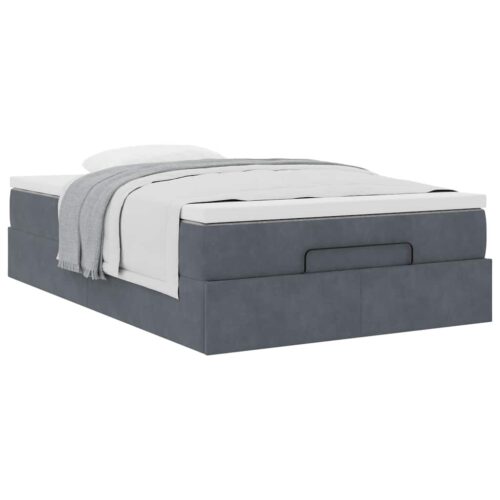 Storage Bed Frame with Mattress Set Lift Base Dark Grey Super Single Velvet - Image 5