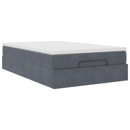 Storage Bed Frame with Mattress Set Lift Base Dark Grey Super Single Velvet - Image 6