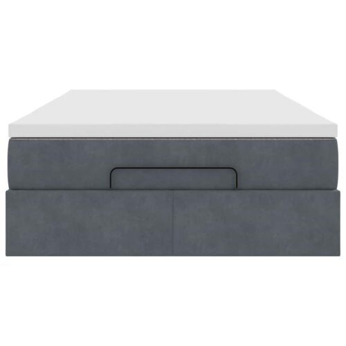 Storage Bed Frame with Mattress Set Lift Base Dark Grey Super Single Velvet - Image 7