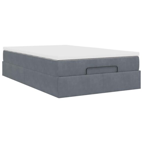 Storage Bed Frame with Mattress Set Lift Base Dark Grey Super Single Velvet - Image 10