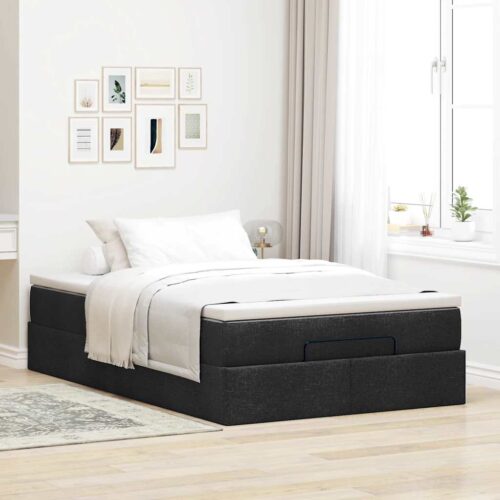 Storage Bed Frame with Mattress Set Lift Platform Base Black King Single Fabric - Image 3
