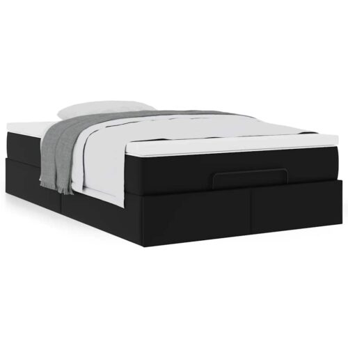 Storage Bed Frame with Mattress Set Lift Base Black Super Single Faux Leather - Image 4