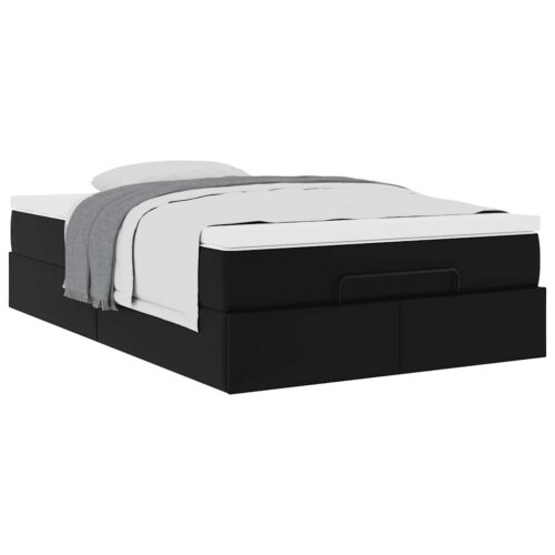 Storage Bed Frame with Mattress Set Lift Base Black Super Single Faux Leather - Image 5