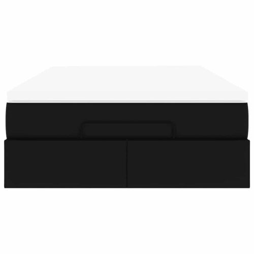Storage Bed Frame with Mattress Set Lift Base Black Super Single Faux Leather - Image 7