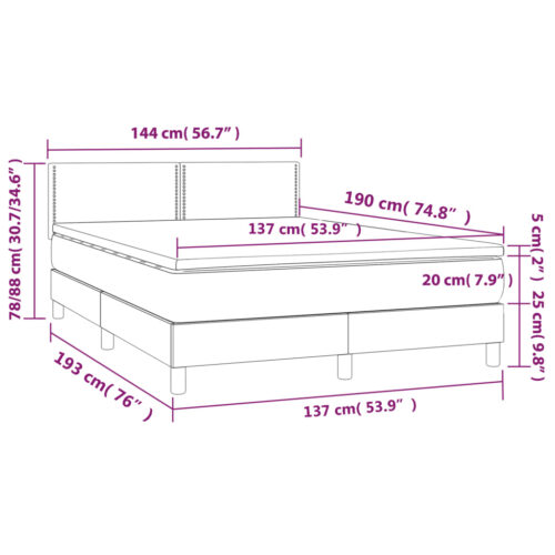 Bed Frame with Mattress Set Spring Base Dark Grey 137x187cm Double Size Fabric - Image 11