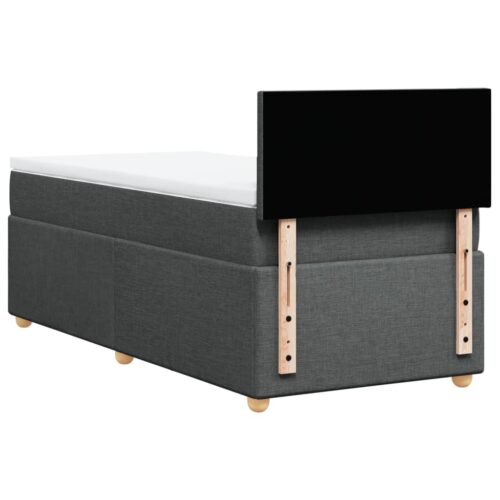 Bed Frame with Mattress Set Spring Box Base Dark Grey King Single Fabric - Image 6