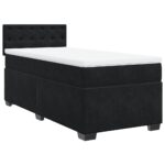 Bed Frame with Mattress Set Spring Box Base Black King Single Velvet