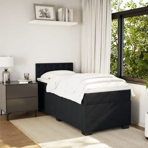 Bed Frame with Mattress Set Spring Box Base Black King Single Velvet - Image 3