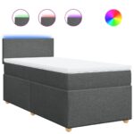 Bed Frame with Mattress Set Spring Box Base Dark Grey King Single Fabric