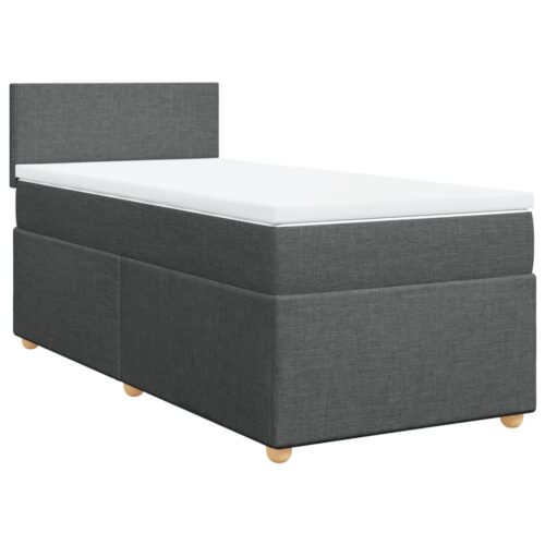 Bed Frame with Mattress Set Spring Box Base Dark Grey King Single Fabric - Image 3
