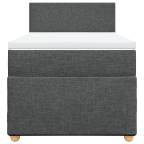 Bed Frame with Mattress Set Spring Box Base Dark Grey King Single Fabric - Image 6