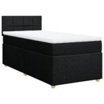Bed Frame with Mattress Set Spring Box Base Black King Single Fabric