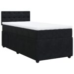 Bed Frame with Mattress Set Spring Box Base Black King Single Velvet